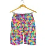 Colorful Retro Pixel Grid Pattern Men's Swim Shorts