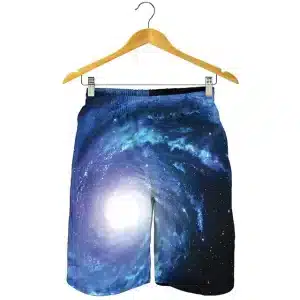 Cosmic Vortex Swirling Blue Galaxy Men's Board Shorts