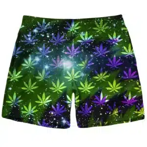 Cosmic Weed Leaf Galaxy Print 420 Men's Shorts