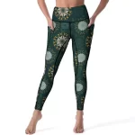 Dark Green Floral Mandala Women's Yoga Leggings