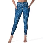 Elegant Blue Paisley High-Waisted Women's Leggings