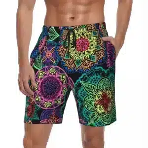 Floral Mandala Men's Psychedelic EDM Rave Shorts