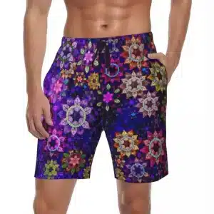 Floral Men's Psychedelic Rave EDM Festival Shorts