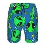 Fun Cartoon Alien Blue & Green Men's Board Shorts