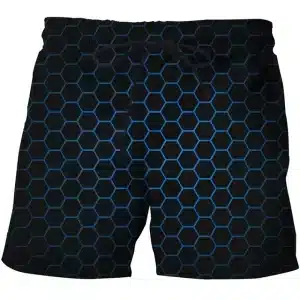 Futuristic Hexagonal Grid EDM Men's Swim Shorts