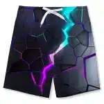 Futuristic Neon Hexagon EDM Festival Men's Shorts