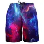 Galactic Aurora Red and Blue Nebula Board Shorts