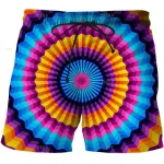 Geometric Burst Men's Psychedelic EDM Festival Shorts