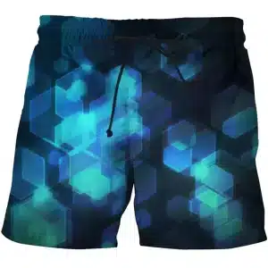 Geometric Glow Hexagon Pattern Rave Men's Shorts