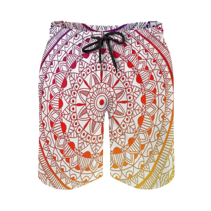 Geometric Sunset Mandala Men's Swim Trunks