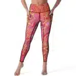 Golden Floral Paisley Pattern Women's Yoga Leggings