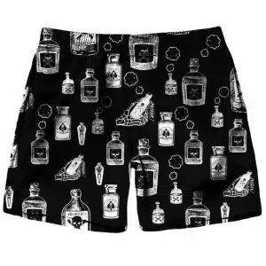 Gothic Potion Bottle Black & White Men's Shorts