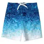 Gradient Icy Blue Crystal Pattern Men's Swim Shorts