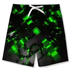 Green Matrix Grid Psytrance Rave EDM Men's Shorts