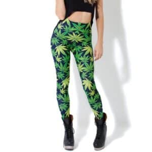 Green Weed Cannabis Leaf Women's Leggings