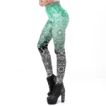 Green and Black Gradient Mandala Women's Leggings