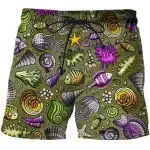 Marine Life Seashell & Fish Green Men's Shorts