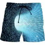 Men's Digital Code Blue Binary Tunnel Psychedelic Shorts