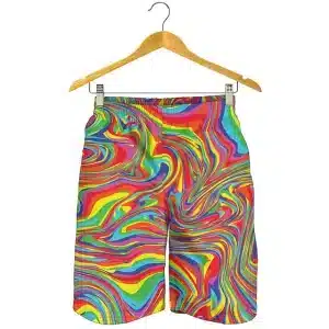 Men's Psychedelic Colorful Swirl Print Beach Shorts