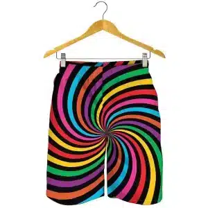 Men's Trippy Hypnotic Swirl Rainbow Festival Shorts