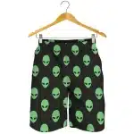 Minimalist Black & Green Alien Head Men's Board Shorts