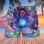 Moonlit Psychedelic Jungle Forest Scene Men's Shorts