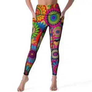 Multi-Color Floral Kaleidoscope Hippie Yoga Leggings