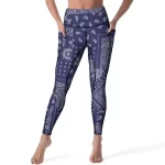 Navy Blue Bandana Paisley and Patchwork Leggings