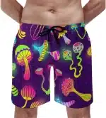 Neon Cosmic Mushrooms Psychedelic Men's Shorts