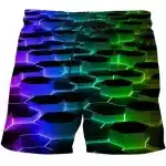 Neon Glow 3D Hexagon Psytrance Men's Shorts