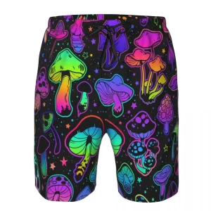 Neon Glow Psychedelic Mushrooms Men's Shorts