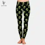 Neon Green Fun Trippy Alien Print Leggings