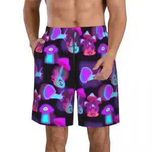 Neon Magic Mushroom Psychedelic Rave Men's Shorts