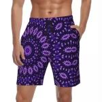 Neon Purple Starburst Pattern Men's Festival Shorts