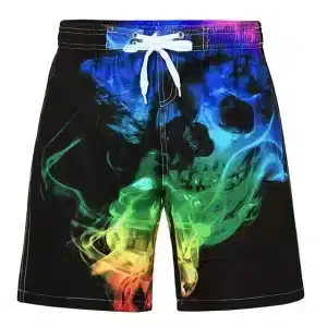 Neon Skull Inferno Vivid Smoke Trippy Men's Shorts