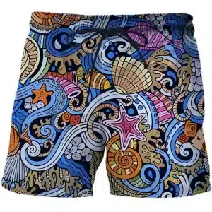 Oceanic Sea Life Pattern Psychedelic Men's Shorts