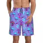 Pink & Aqua Mushroom Trippy Stripes Men's Shorts