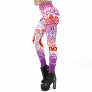 Pink & Purple Hamsa Hand Mandala Women's Leggings