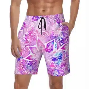 Pink & White Mandala Men's Trippy Shorts