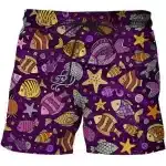 Playful Purple Fish Sea Life Men's Swim Shorts