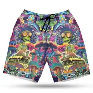 Psychedelic Alien Bus Mushroom Trip Men's Shorts