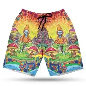 Psychedelic Alien Magic Mushroom Men's Board Shorts