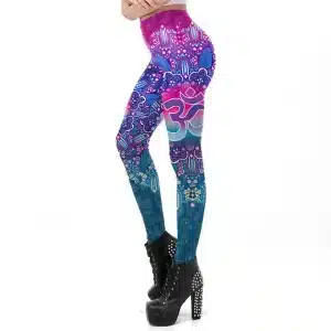 Psychedelic Floral Mandala Om Symbol Leggings