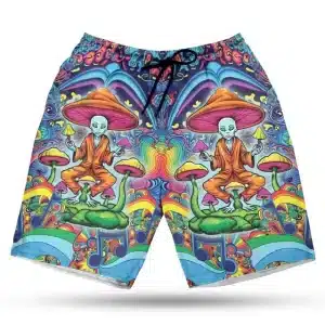 Psychedelic Meditating Alien Trippy Mushroom Art Shorts