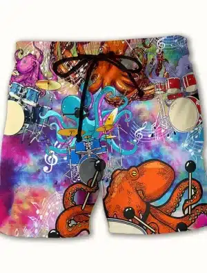 Psychedelic Octopus Band Drumming Men's Shorts