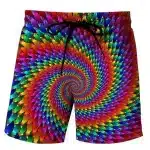 Psychedelic Rainbow Spiral Trippy Men's Beach Shorts