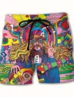 Psychedelic Retro Hippie Peace & Love Men's Shorts