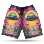 Psychedelic UFO Alien Landscape Men's Board Shorts