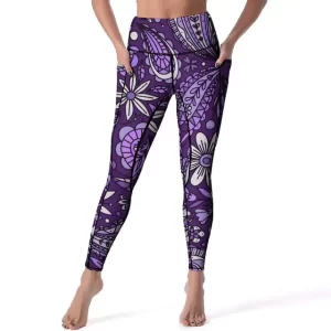 Purple Floral and Paisley Boho Women's Leggings