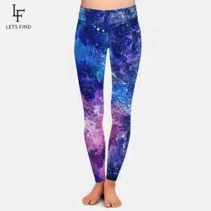 Purple Nebula Galaxy Print Women's Yoga Leggings